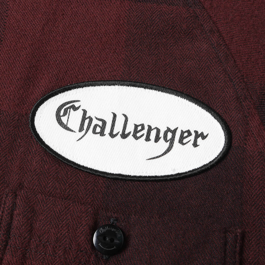 CHALLENGER チャレンジャー シャツ サイズ:S ワッペン付き バッファローチェック ネルシャツ L/S PATCH CHECK SHIRT  19AW バーガンディー トップス カジュアルシャツ 長袖 【メンズ】【中古】【美品】