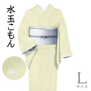 着物だいやす 692■小紋■丹後ちりめん　水玉　ドット　アイスグリーン　身長サイズ：L【正絹】【仕立て上がり着物】