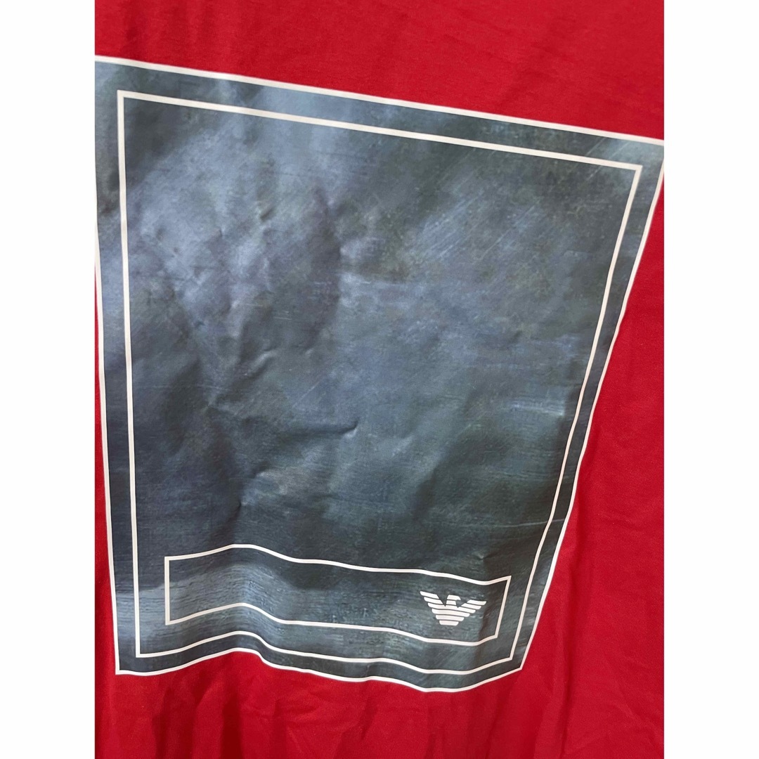 Emporio Armani(エンポリオアルマーニ)のEMPORIO ARMANIロゴ入りコットンTシャツ　Mサイズ　赤 メンズのトップス(Tシャツ/カットソー(半袖/袖なし))の商品写真