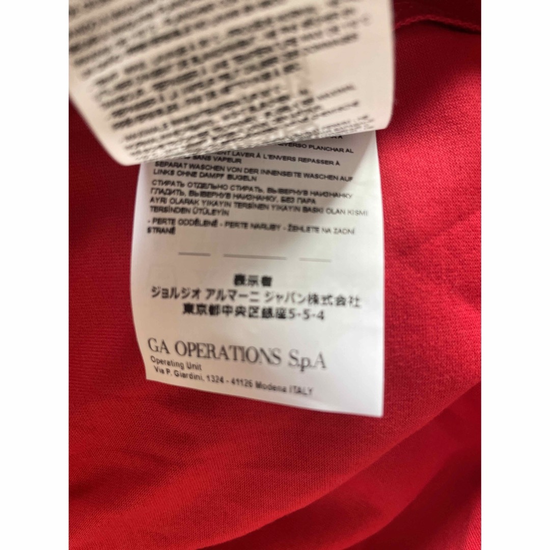 Emporio Armani(エンポリオアルマーニ)のEMPORIO ARMANIロゴ入りコットンTシャツ　Mサイズ　赤 メンズのトップス(Tシャツ/カットソー(半袖/袖なし))の商品写真