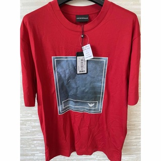 エンポリオアルマーニ(Emporio Armani)のEMPORIO ARMANIロゴ入りコットンTシャツ　Mサイズ　赤(Tシャツ/カットソー(半袖/袖なし))
