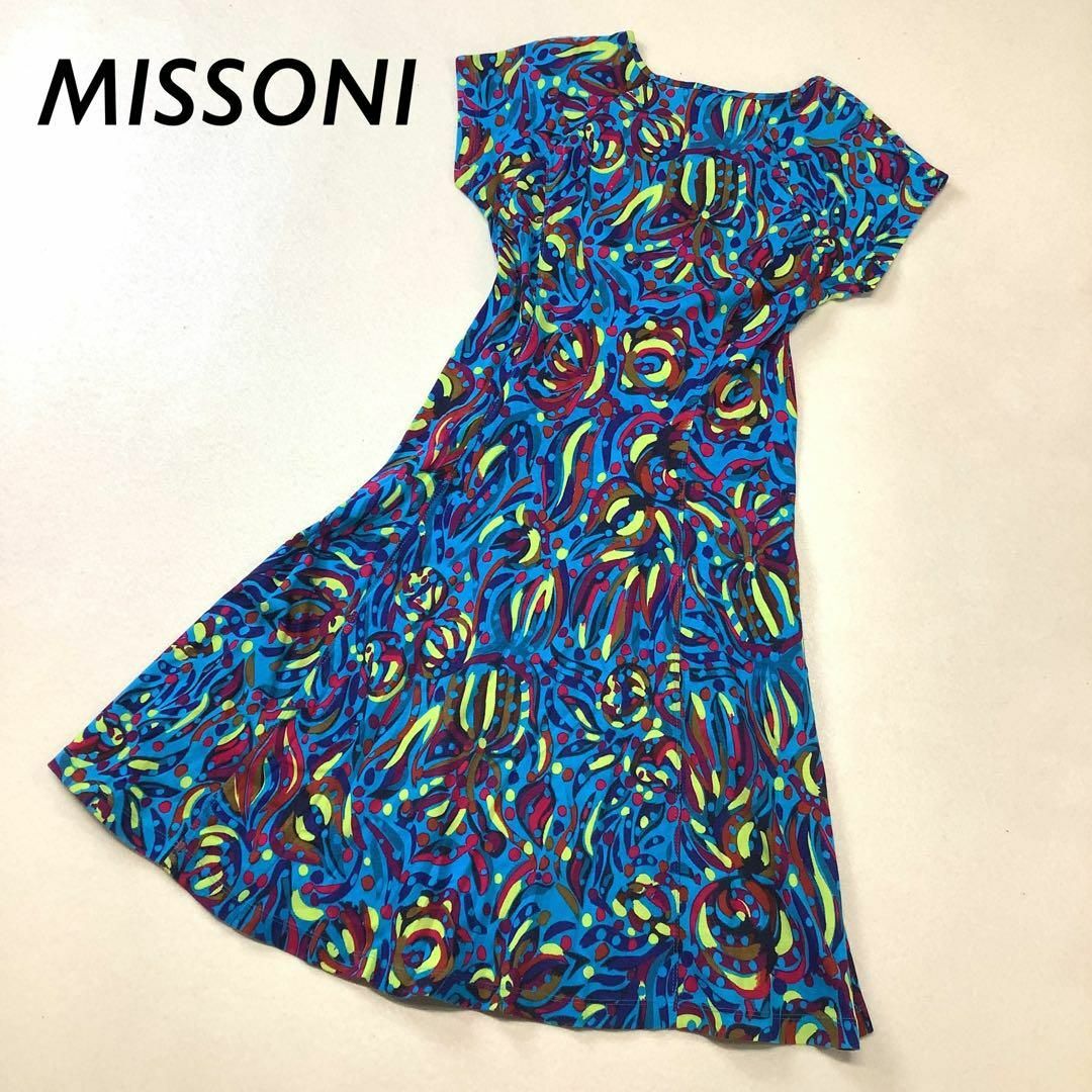 美品 MISSONI ミッソーニ イタリア製 総柄 半袖 ワンピース