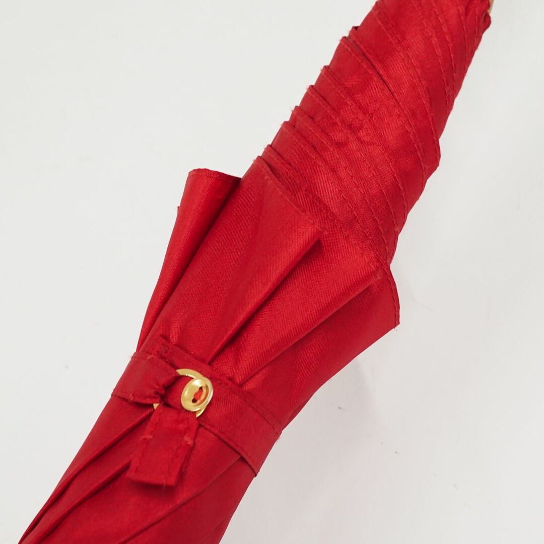 WAKAO ワカオ 傘 USED美品 バンブークラシック シンプル レッド 赤 無地 富士絹 高級 55cm KR A0159 5