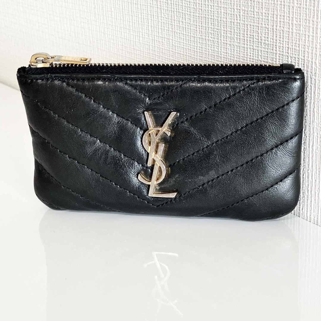 YSL イヴ・サンローラン 小銭入れ コインケース ワイライン 黒 キーリング