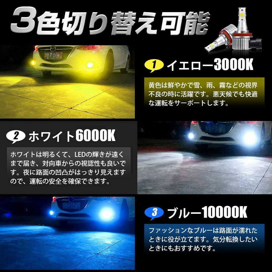 ledフォグランプ h8 h11 ホワイト 車検対応 h8 led フォグ 黄色 5