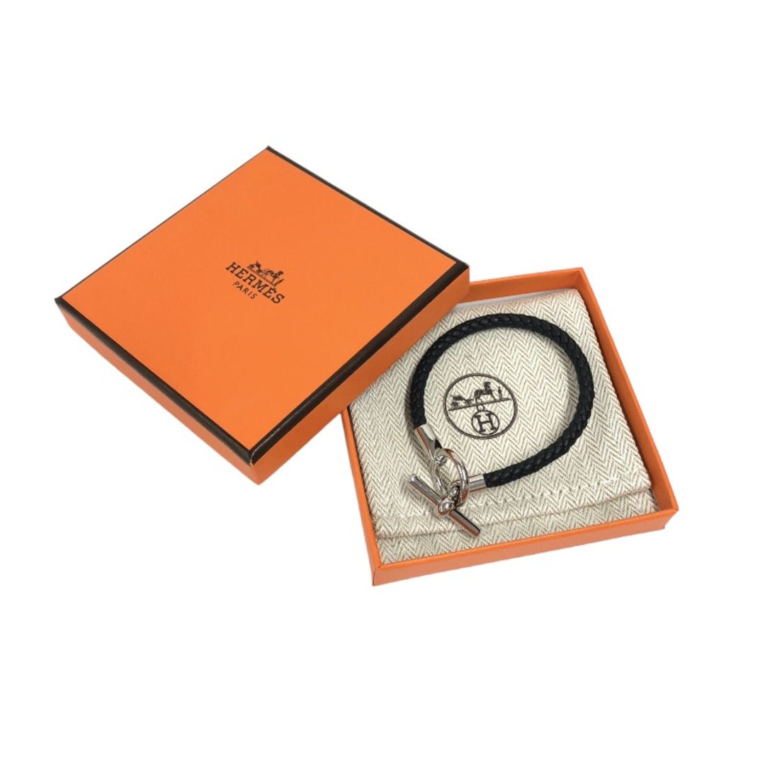 エルメス HERMES グレナン レザー ブレスレット ブラック シルバー金具 スイフト/メタル アクセサリー 6