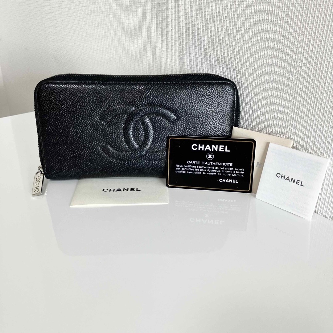 CHANEL/シャネル キャビアスキン ラウンドファスナー