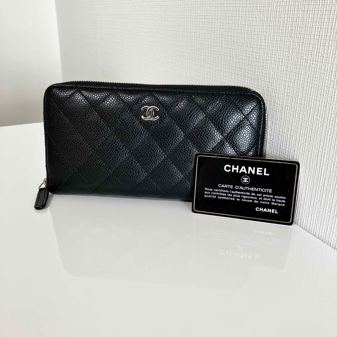 CHANELキャビアスキン☆ラウンド長財布