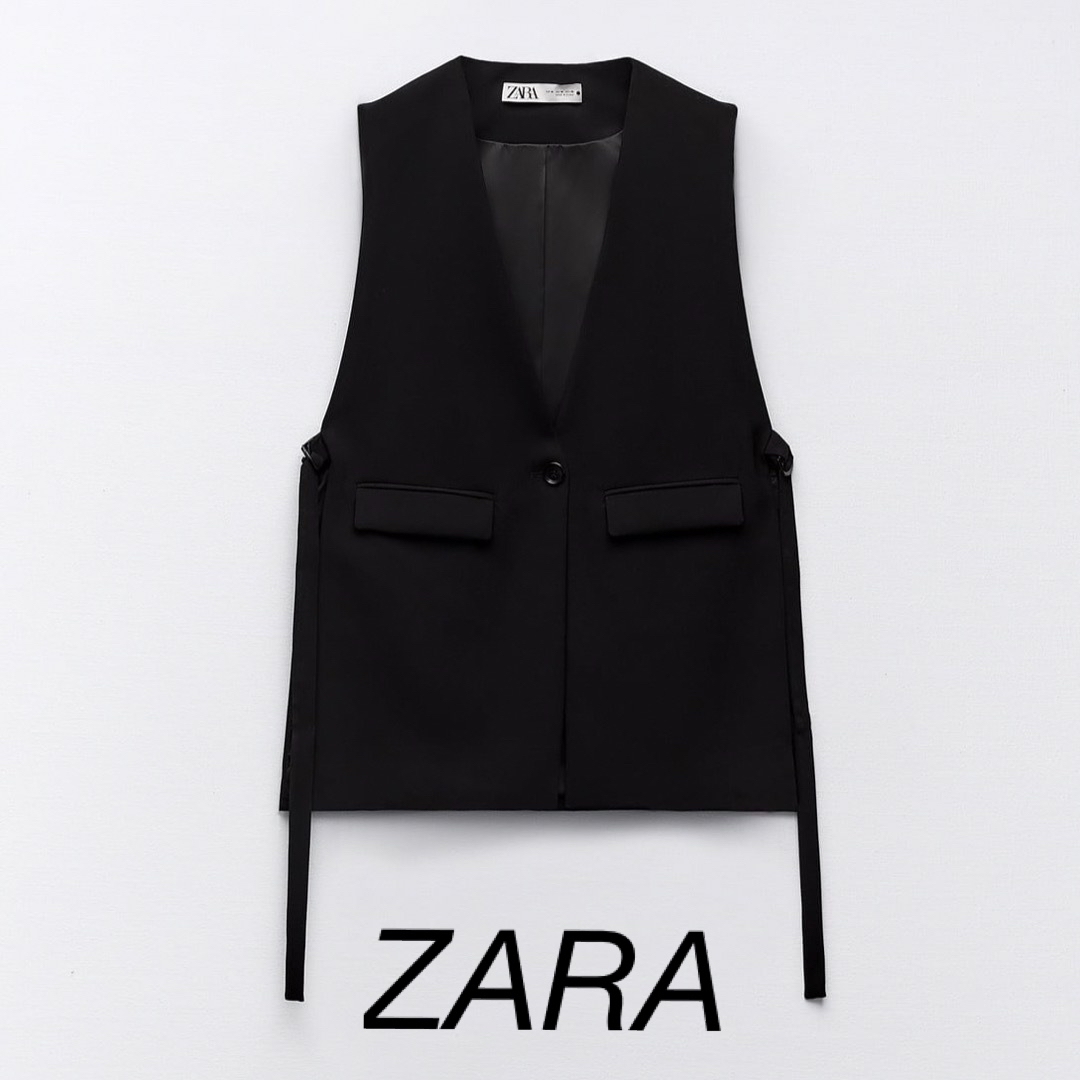 大人気 新品 タグ付き ZARA ベスト S ジレ ザラ 黒