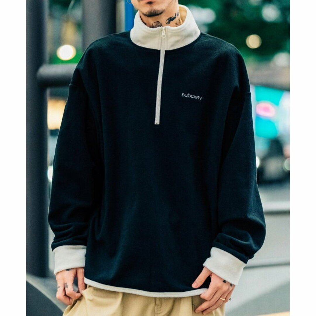 Subciety(サブサエティ)の【BLACK/WHITE】【X-LARGE】FLEECE HALF ZIP TOP その他のその他(その他)の商品写真