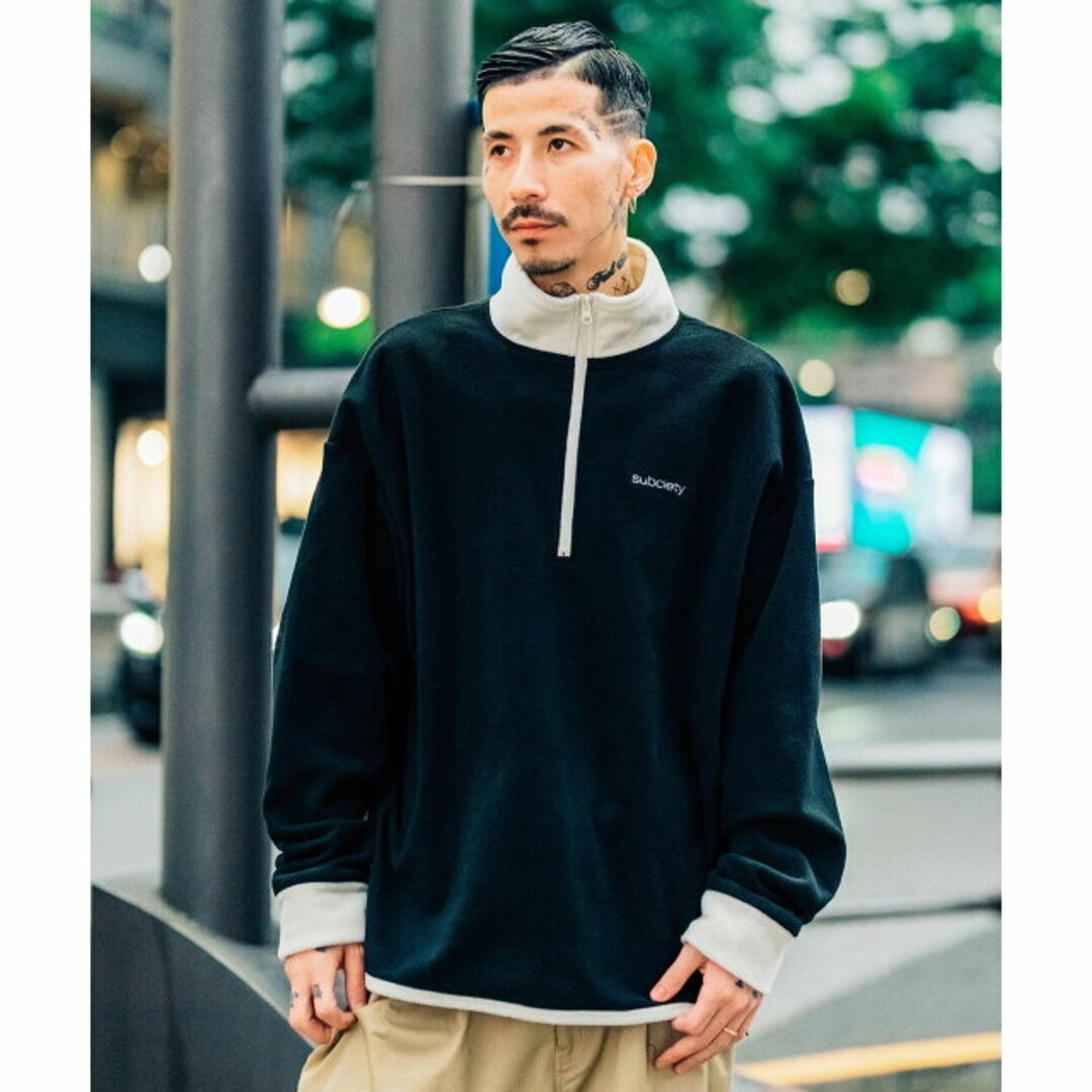 Subciety(サブサエティ)の【BLACK/WHITE】【X-LARGE】FLEECE HALF ZIP TOP その他のその他(その他)の商品写真