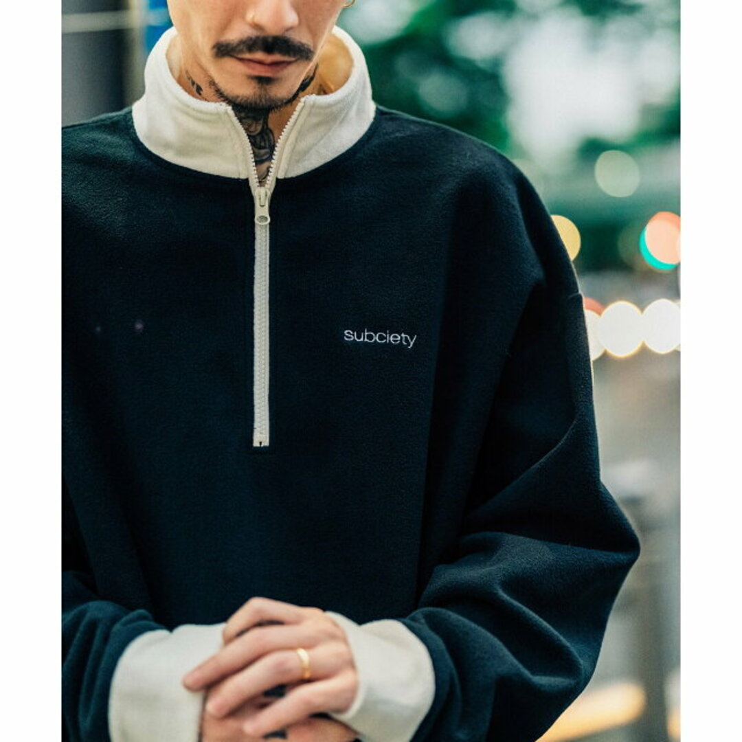 Subciety(サブサエティ)の【BLACK/WHITE】FLEECE HALF ZIP TOP その他のその他(その他)の商品写真