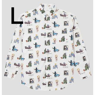 グラニフ(Design Tshirts Store graniph)のＬサイズ　100万回生きたねこ　総柄シャツ　グラニフ(キャラクターグッズ)