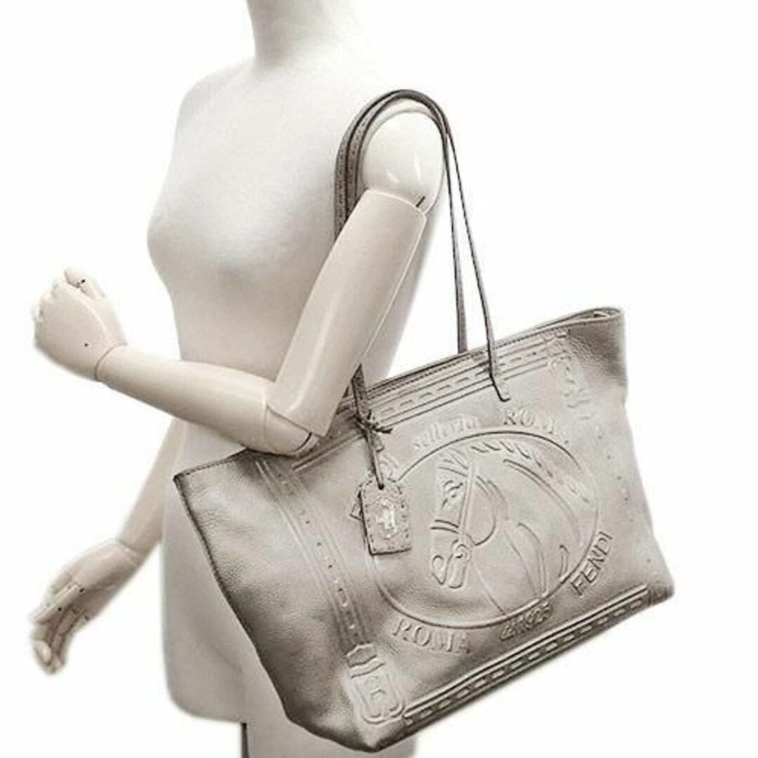 フェンディ バッグ セレリア トートバッグ 馬柄 シルバー JJS03482