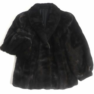 BLACK　GLAMA　MINK　ミンク　毛皮　ショート　コート　ダークブラウン