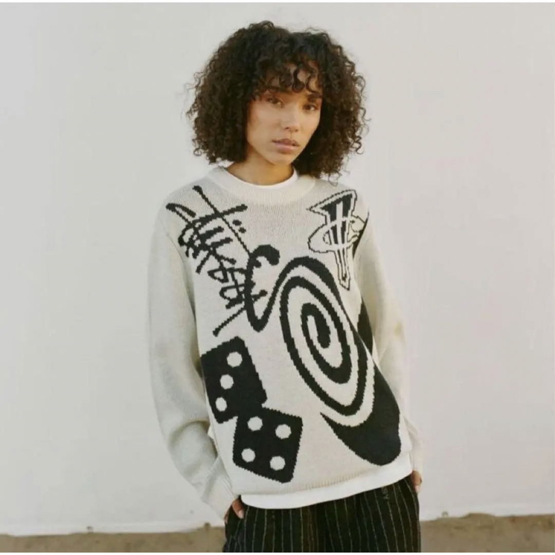 STUSSY CURLY S SWEATERニットブラック L