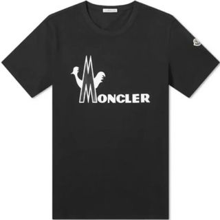 モンクレールＴシャツ　白ＸＬ　黒ラバーワッペン