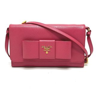 プラダ(PRADA)のプラダ PRADA ショルダーウォレット 1M1437 リボン 長財布 サフィアーノレザー ピンク(財布)