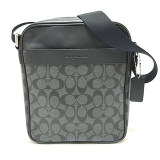 コーチ(COACH)のコーチ COACH シグネチャー ヒューストン Ｆ71764 フライト ショルダーバッグ レザー ブラック 新品同様(ショルダーバッグ)