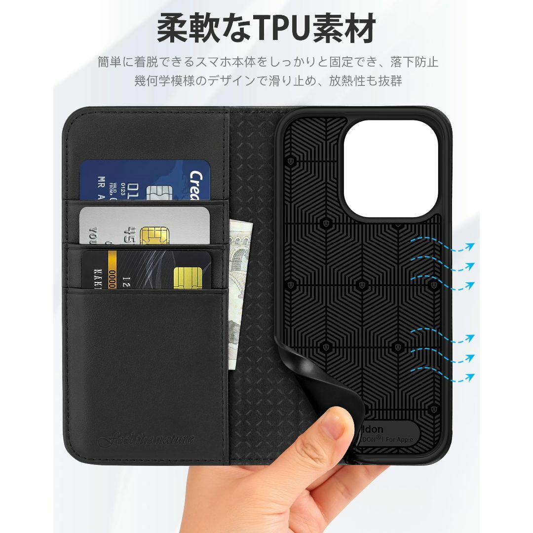 SHIELDON iPhone 15Pro 対応ケース 手帳型 本革 あいふぉん