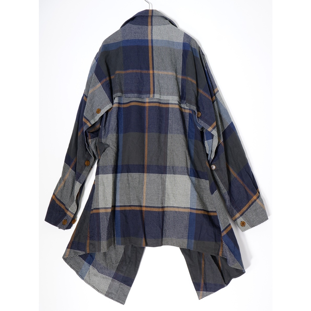 Vivienne Westwood MANヴィヴィアンウエストウッドマン オーブ刺繍チェック変形ロングフランネルシャツ【50】【MSHA72726】 Vivienne Westwood MANヴィヴィアンウエストウッドマン オーブ刺繍チェック変形ロングフランネルシャツ【50】【MSHA72726】