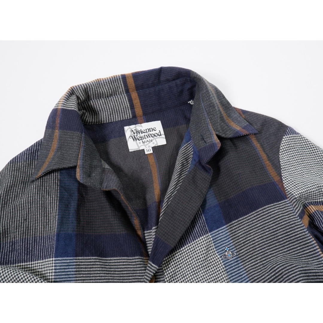 Vivienne Westwood MANヴィヴィアンウエストウッドマン オーブ刺繍チェック変形ロングフランネルシャツ【50】【MSHA72726】 Vivienne Westwood MANヴィヴィアンウエストウッドマン オーブ刺繍チェック変形ロングフランネルシャツ【50】【MSHA72726】