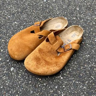 希少 廃盤 birkenstock ウグイス色ライン キャメルレザー サンダル