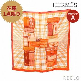 エルメス(Hermes)のプチカレ カレ45 「H EN VOYAGE」 スカーフ シルク オレンジレッド ホワイト ダスティピンク(バンダナ/スカーフ)