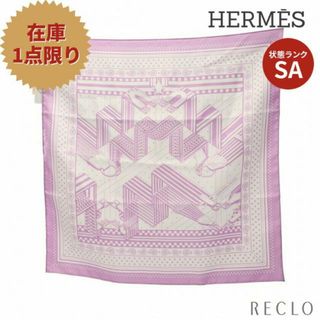 エルメス(Hermes)のカレ55 「SANGLES EN ZIGZAG」 スカーフ シルク ライトパープル ホワイト(バンダナ/スカーフ)