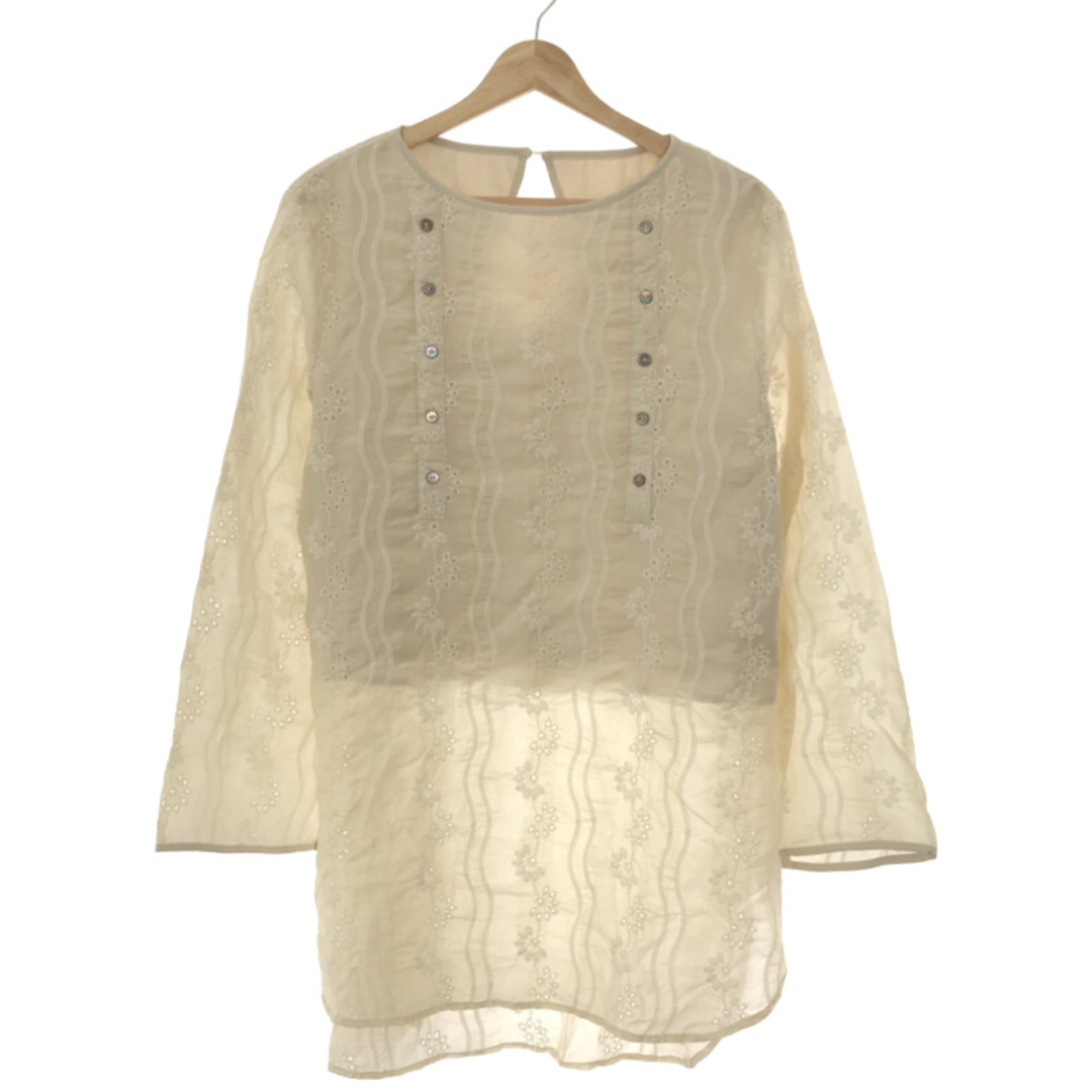 willfully ウィルフリー embroidery layered piping lace tops レースブラウス アイボリー F