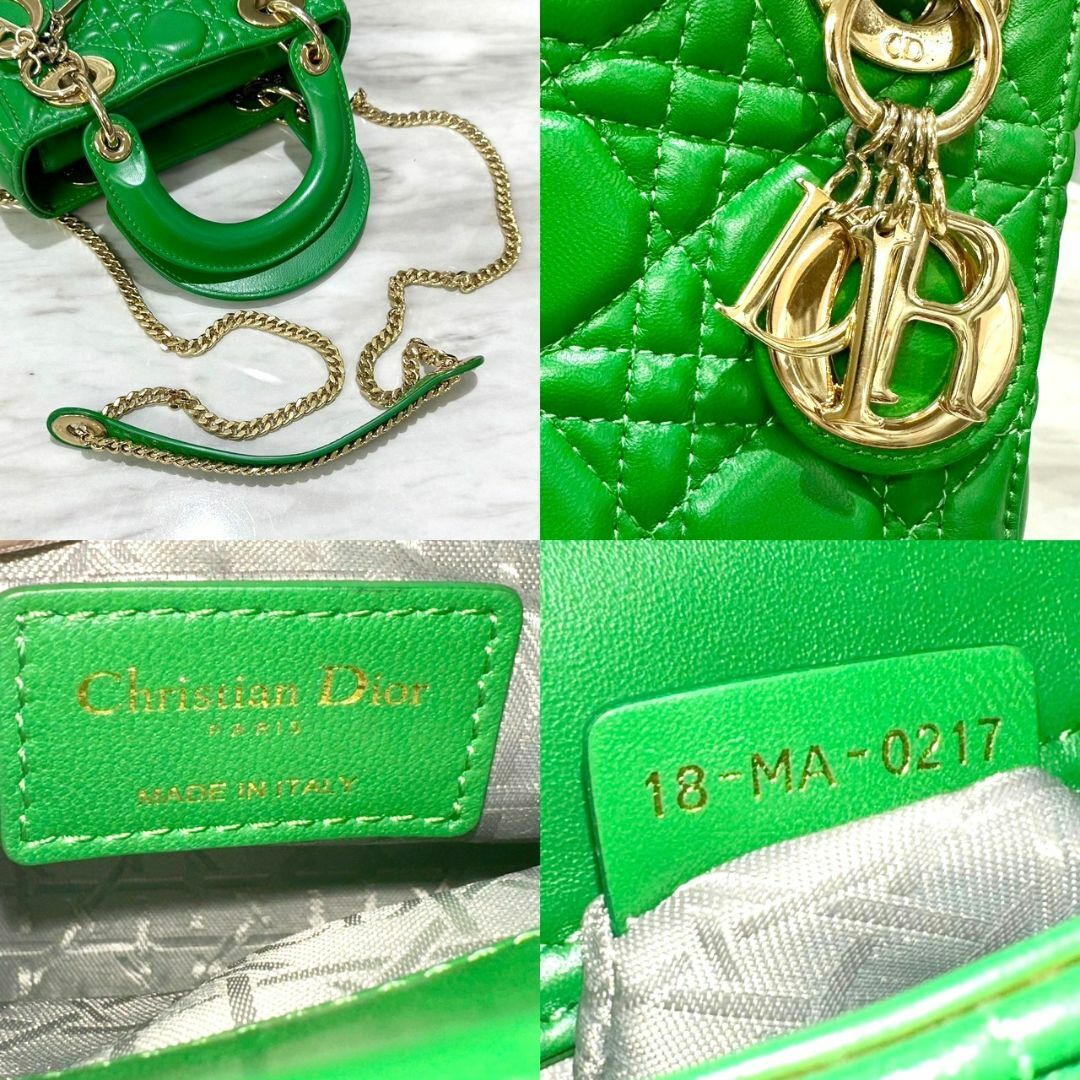 Christian Dior - 美品☆ レディディオール ミニ カナージュ 緑 Christian Dior - 美品☆ レディディオール ミニ カナージュ 緑