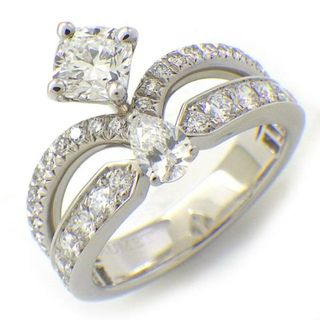 ショーメ(CHAUMET)のショーメ Chaumet リング ジョゼフィーヌ J3MQ00 クッションカット ダイヤモンド 0.51ct(E/VVS2) ペアシェイプ ダイヤモンド 約0.15ct 52ポイント パヴェ ダイヤモンド 計 約0.60ct PT950 8号 【箱・保付き】 【中古】(リング(指輪))