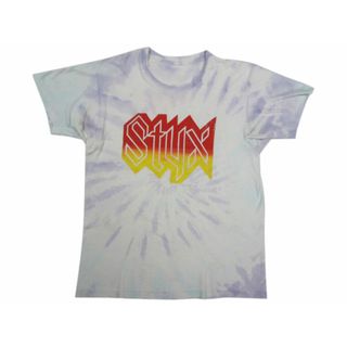 【中古】 Styx/スティクス 両面プリント タイダイ バンドTシャツ 白×紫×赤×黄 【サイズ：L-XL位】【ロックT】【フェス系】【アメカジ】(Tシャツ/カットソー(半袖/袖なし))