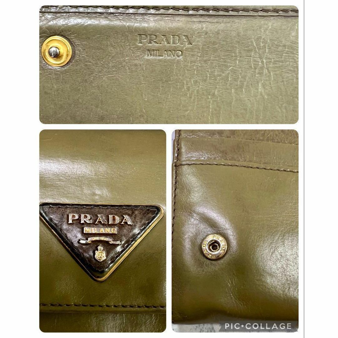 PRADA(プラダ)の★PRADA・プラダ★長財布 オリーブグリーン 希少ロゴ レディースのファッション小物(財布)の商品写真