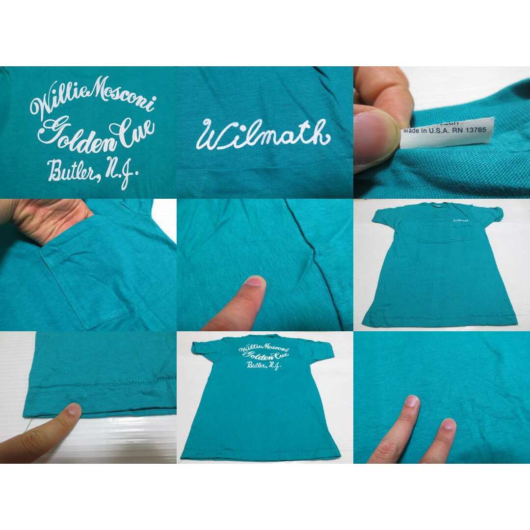 Deadstock プリント入り ポケット付き Tシャツ ターコイズ系 Made in U.S.A【サイズ：M位】【ポケT】 メンズのトップス(Tシャツ/カットソー(半袖/袖なし))の商品写真