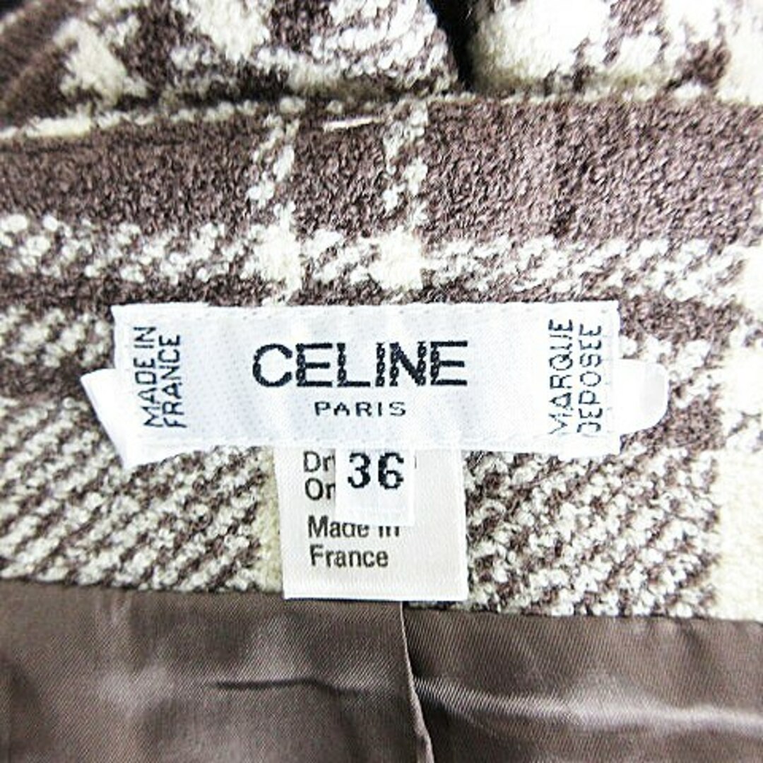 celine(セリーヌ)のセリーヌ タイトスカート ミモレ丈 バックファスナー チェック 茶 ベージュ レディースのスカート(ロングスカート)の商品写真