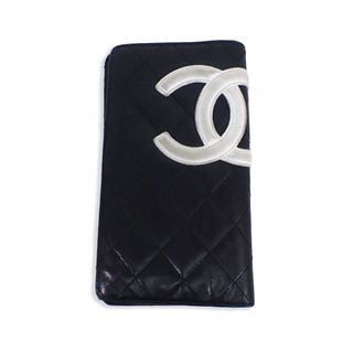 シャネル(CHANEL)のCHANEL/シャネル カンボンライン ブラックｘピンク 長財布[b22-1］(長財布)