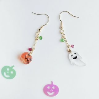 ハロウィン☆カボチャ、おばけピアス　№946(ピアス)