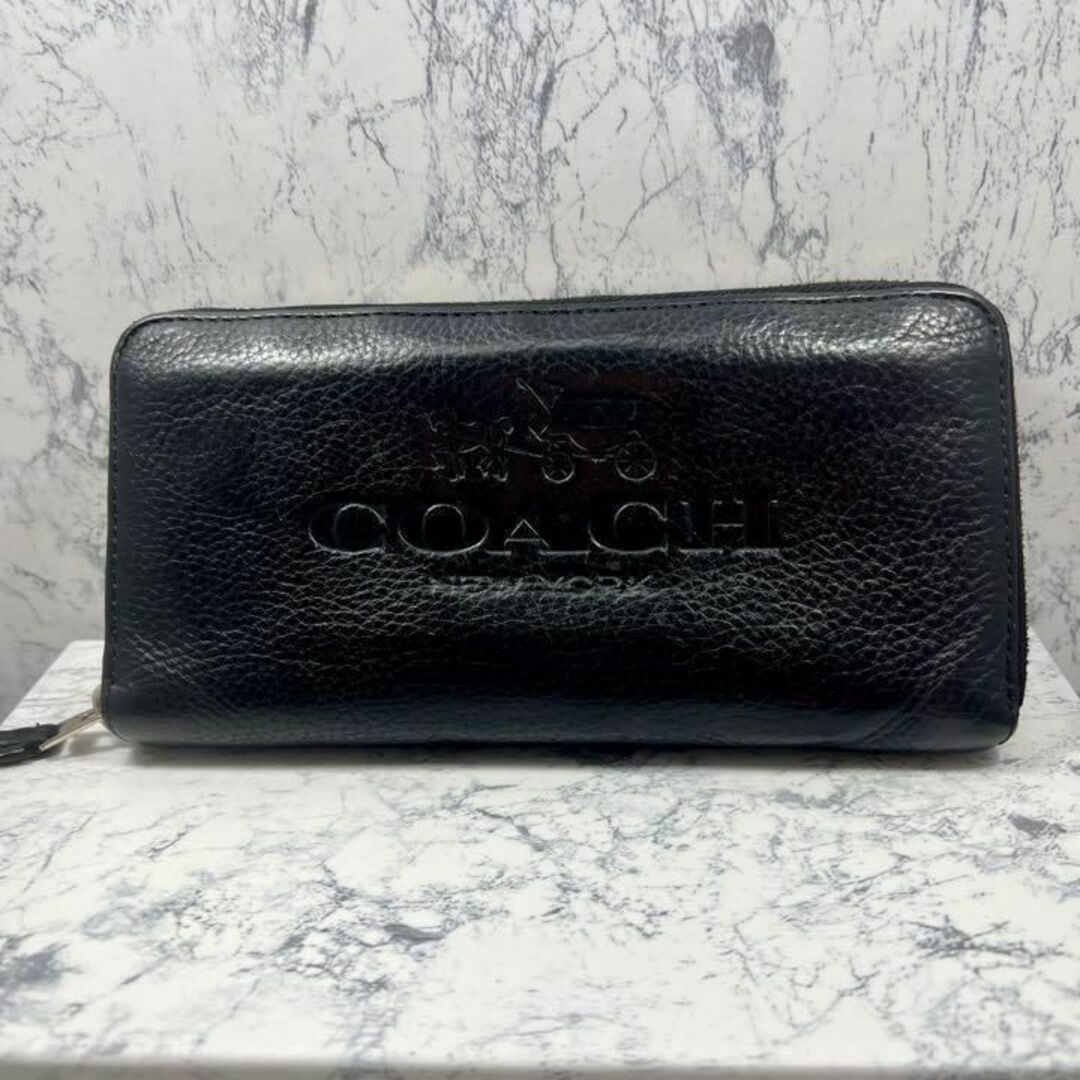 ★コーチ・coach★長財布　ブラック　ラウンドファスナー　馬モチーフ