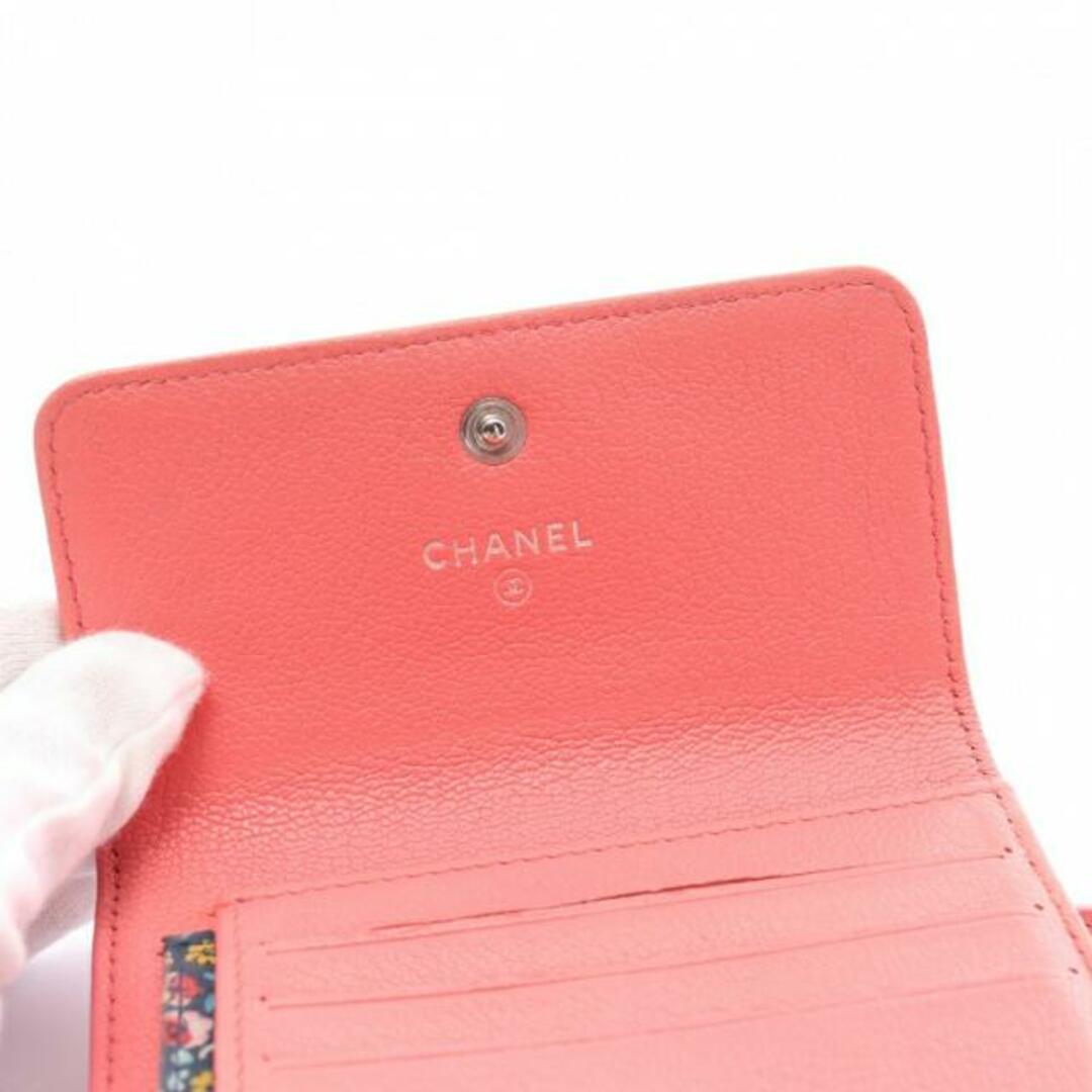 CHANEL(シャネル)のココマーク 三つ折り財布 レザー ピンク シルバー金具 レディースのファッション小物(財布)の商品写真