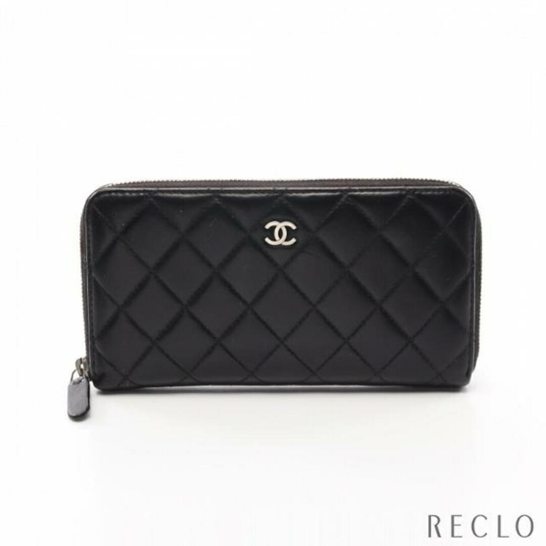 CHANEL(シャネル)のマトラッセ ラウンドファスナー長財布 ラムスキン ブラック シルバー金具 レディースのファッション小物(財布)の商品写真