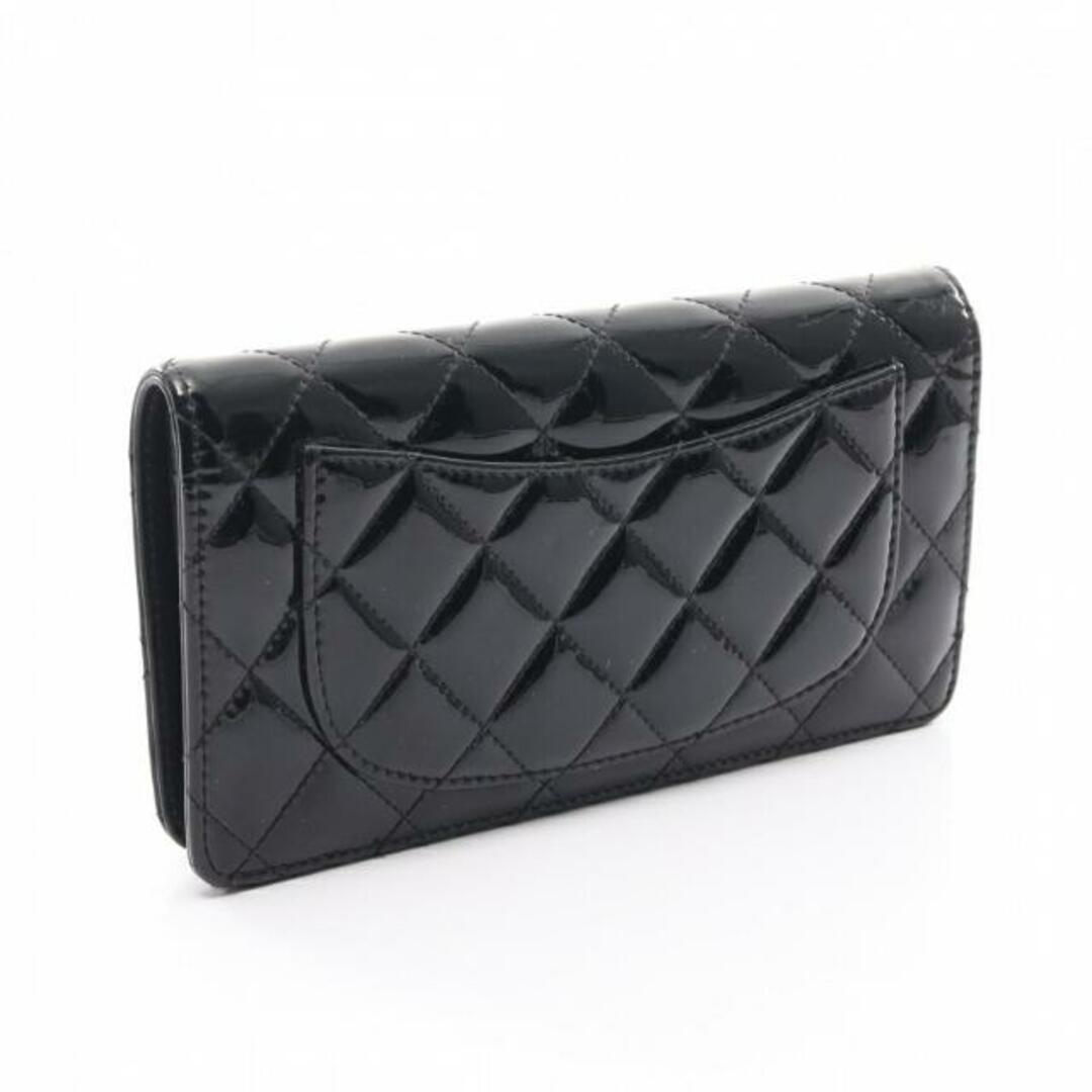 CHANEL - マトラッセ 二つ折り長財布 エナメルレザー ブラック