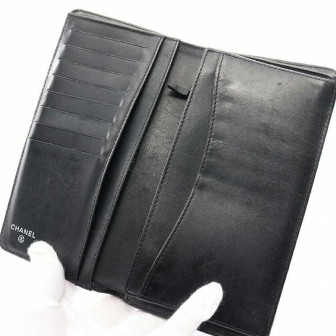 CHANEL - マトラッセ 二つ折り長財布 エナメルレザー ブラック