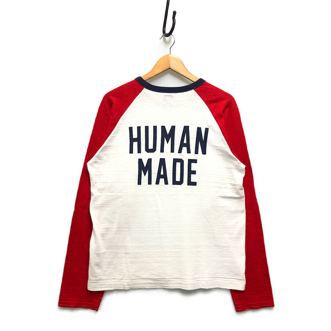 HUMAN MADE ヒューマンメイド ラグランカットソー ロングTシャツ 白×赤 サイズL 正規品 / 32010