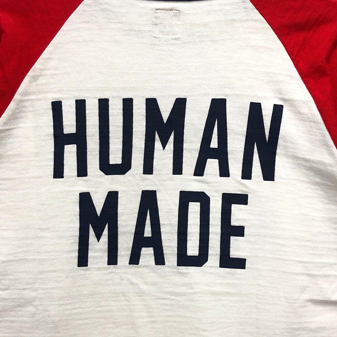 HUMAN MADE ヒューマンメイド ラグランカットソー ロングTシャツ 白×赤 サイズL 正規品 / 32010