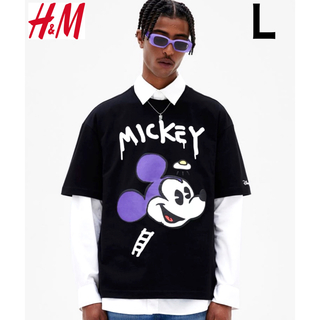 エイチアンドエム(H&M)の新品 H&M × ディズニー 100周年記念 コラボ Tシャツ ミッキー L(Tシャツ/カットソー(半袖/袖なし))