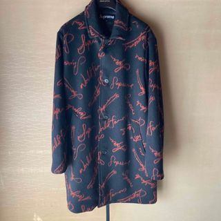 シュプリーム(Supreme)のsupreme script logos wool overcoat XL(ステンカラーコート)