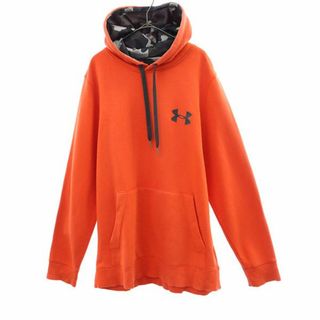 アンダーアーマー(UNDER ARMOUR)のアンダーアーマー ワッペン スウェットパーカー MD オレンジ UNDER ARMOUR プルオーバー ロゴ メンズ 【中古】  【230920】(パーカー)