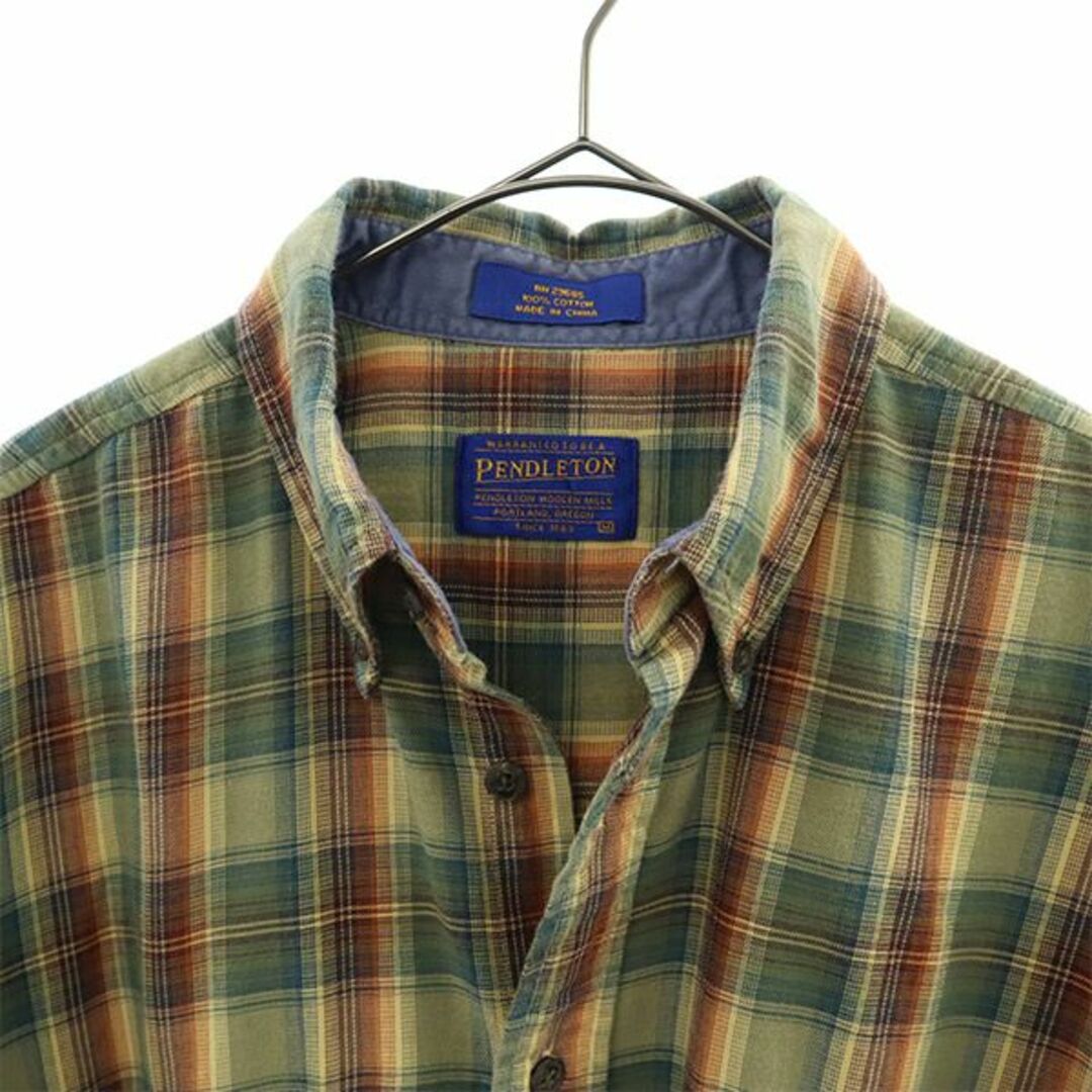 PENDLETON(ペンドルトン)のペンドルトン チェック 長袖 ボタンダウンシャツ M グリーン系 PENDLETON メンズ 【中古】  【230920】 メンズのトップス(シャツ)の商品写真