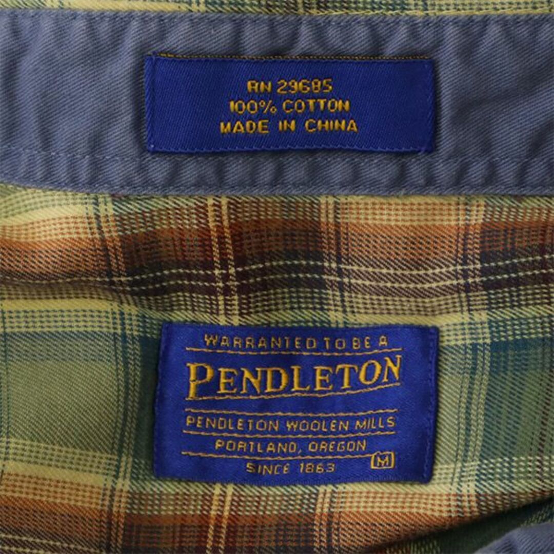 PENDLETON(ペンドルトン)のペンドルトン チェック 長袖 ボタンダウンシャツ M グリーン系 PENDLETON メンズ 【中古】  【230920】 メンズのトップス(シャツ)の商品写真